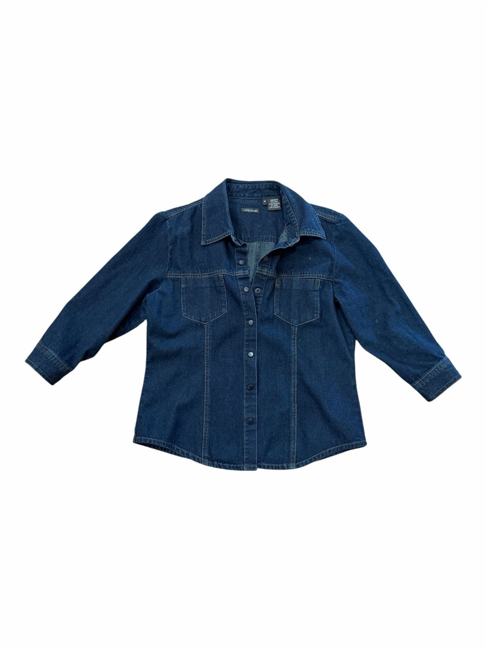 Willi Smith Classic Dark Blue Denim Shirt Jacket 3/4 Sleeve M